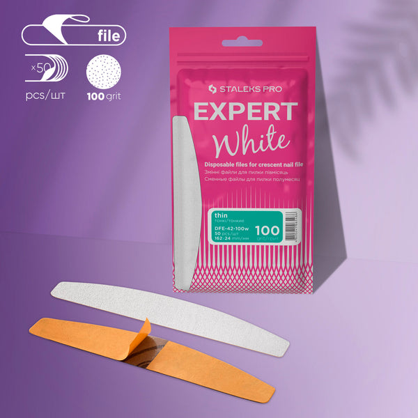 STALEKS EXPERT Disposable white files for crescent nail file (50 pcs)