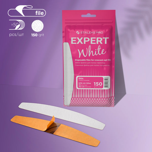 STALEKS EXPERT Disposable white files for crescent nail file (50 pcs)